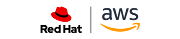 Red Hat logo lockup with the aws logo