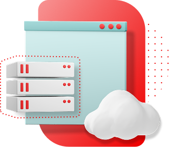 A virtual server and cloud hovering over an app window.