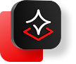 Red Hat AI logo on a 3D button hovers over a red shape with rounded corners