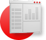 Dialogue window with a checklist and bar chart over a circular background