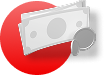 Icon of money over a circular background