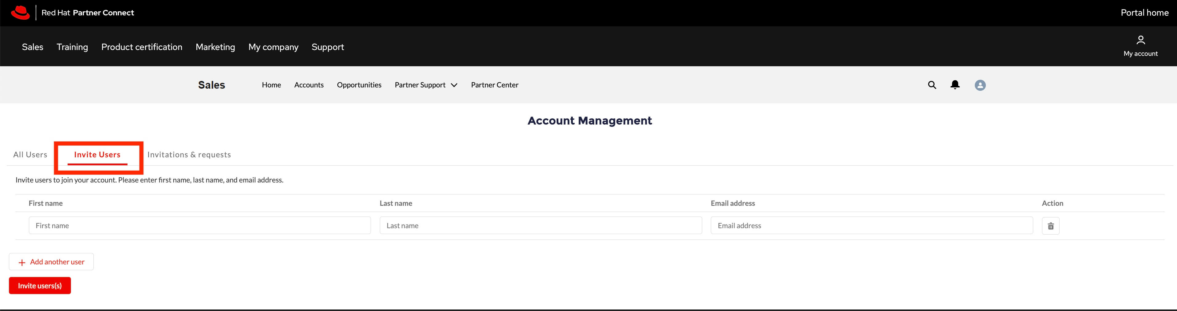 Step 2: Invite new users tab highlighted