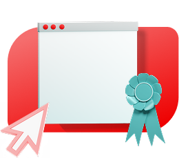 Graphic of cursor pointing on an apple window with a teal certificate on the right side of the screen