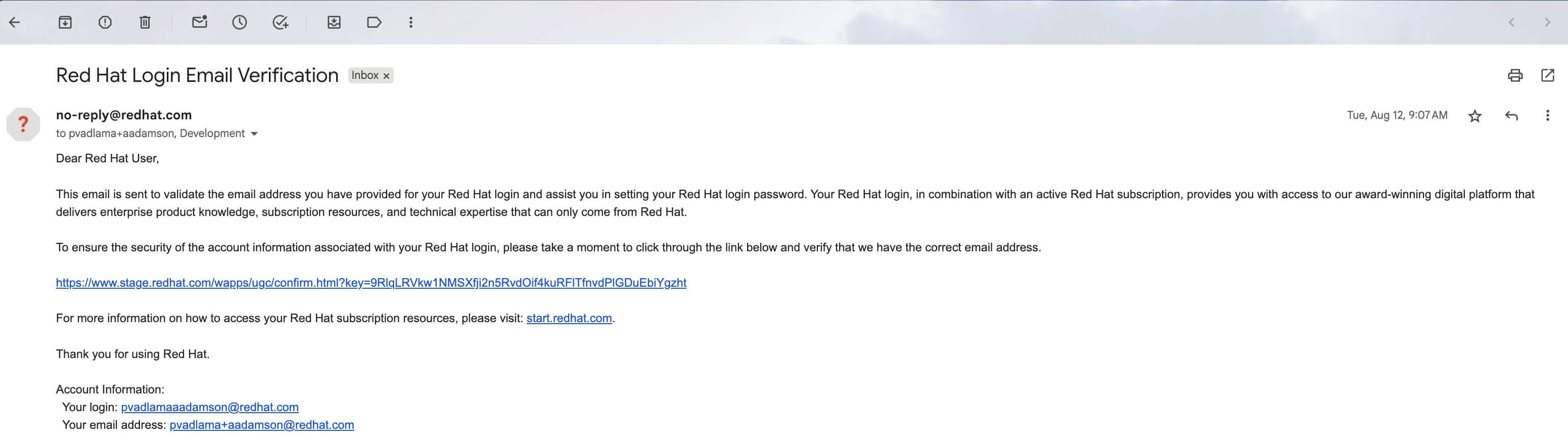 Confirm email