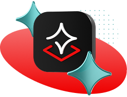 Red Hat AI mark on a 3d button with two sparkles, one on each side