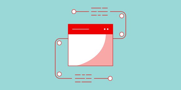 an outline drawing of browser window with lines flowing into and out of the top and bottom 