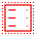 Stylized server stack made up of an outlined red square surrounded by a dotted line square. In the center are short red lines and tickmarks