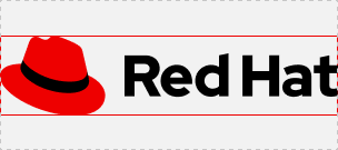 Red Hat logo sized to 304x135px