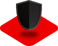 A security shield over a red diamond